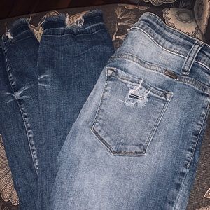 Kancan Medium-Wash Mid-rise Distressed Jeans